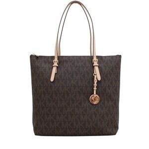 Michael Kors - XL PVC Jet Set North South Top Zip Tote Shoulder Bag - Brown